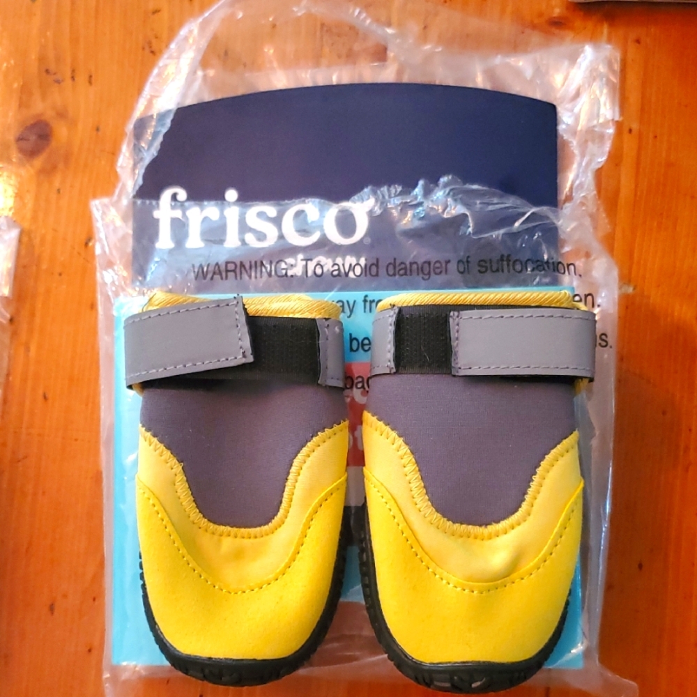 Wrapped Dog Boots 4 Medium Yellow and Gray